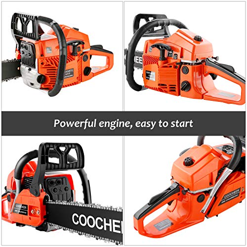 COOCHEER 62CC Gas Powered Chainsaw, Full Crank 2 Cycle Gas Powered