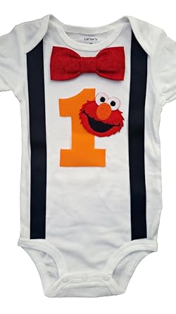 Amazon Com Baby Boys 1st Birthday Outfit Elmo Bodysuit Clothing