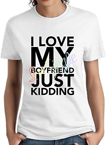 I Love My Boyfriend Women's Cotton Tees Graphic Print Short-sleeved T Shirts Crew Neck Tops