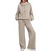 AUTOMET Lounge Sets for Women Sweatsuits 2 Piece Outfits 2025 Fall Drawstring Sweatshirt Wide Leg Sweatpants Tracksuit