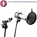 VIMVIP 3-in-1 Recording MV Professional Phone Microphone Stand Support with Angle Adjustment 360° Swivel Holder, Including: Mic Stand, Phone Mount and Pop Filter for iPhone, Samsung, and More (Black)