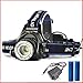 30000 Lumens LED Headlamp Flashlight Waterproof Rechargeable Zoomable Adjustable Focus Headlight Camping Hiking Hunting Running Working Outdoor Sports 3 Switch Mode high/low/strobe 2 Batteries/Charge