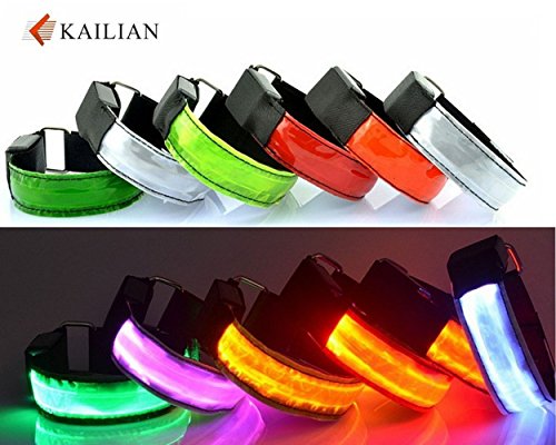 Kailian ® LED Armbänder Fahrradlampe Reflective Armband Wristband Blinklicht joggen Außen Schulweg Erwachsener Nacht Sicherheits Licht Reflektor Hundehalsband (6 Farben erhältlich)
