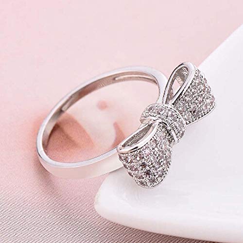 SMALLE ◕‿◕ Women Jewelry Rings, Simple Elegant Sterling Silver White Bowknot Ring Ornaments Wedding Ring