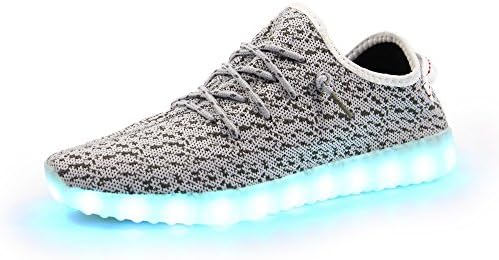 FLASHKICKS Shuffle F2 - Premium LED Shoes Bright Light Up Sneakers, Unisex (10 US Women / 8 US Men, Gray)