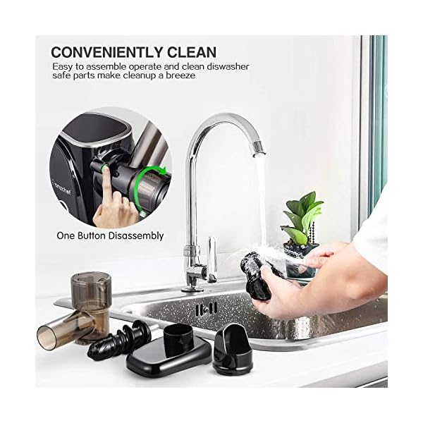 Juicer-MachinesAMZCHEF-Slow-Masticating-Juicer-Extractor-Cold-Press-Juicer-with-Two-Speed-Modes-2-Travel-Bottles500MLLED-Display-Easy-to-Clean-Brush-Quiet-Motor-for-VegetablesFruits-Black AMZCHEF Cold Press Juicer with 2 Speed Control - High Juice Yield Juicer Machines with Ultradense Filter - Masticating…