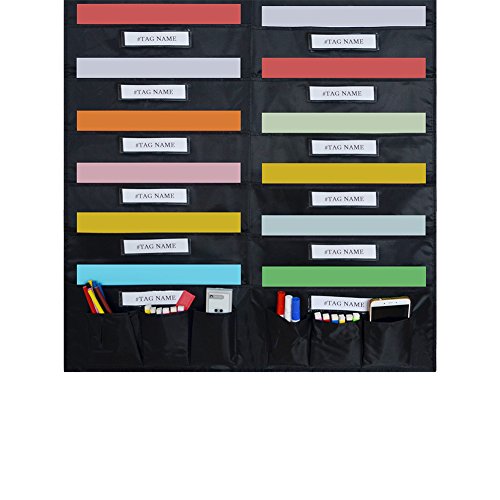 Godery Door Hanging File Organizer/Folder Pocket Chart, 20 Pocket + 6 Tool Pocket Cascading Wall Organizer, Perfect for Home Organizer, School Pocket Chart, Office Bill Filing Wall or Over Door Mount - Thumbnail 4