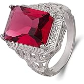 DOCCESTU 925 Sterling Silver Ruby Ring Natural Tanzanite 3ct Ring Women's Handmade Ring Single Stone Cocktail Ring Eternal Wedding Ring