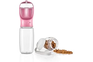 WePet Portable Dog Water Bottle with Food Container, 19 OZ + 6 OZ, Leak Proof Puppy Water Dispenser with Drinking Feeder for Pets Outdoor Walking, Hiking, Travel, Food Grade Plastic