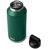 YETI Rambler 64 oz Bottle, Vacuum Insulated, Leakproof, Stainless Steel with Chug Cap, Black Forest Green