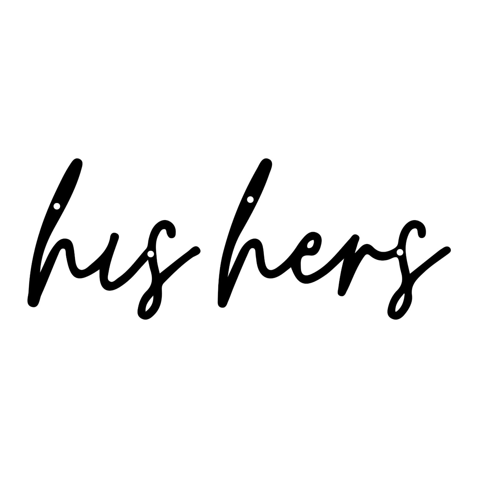 Photo 1 of ESTART 2 Pieces Black His and Hers Sign Metal Wall Art Metal Letters Decor for Home Indoor Outdoor Bedroom Living room Bathroom Gifts for Familiy (His and Hers)