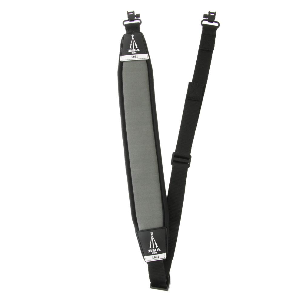 BSA Neoprene Rifle / Airgun Sling Grey With Steel Quick Release QD QR Swivels