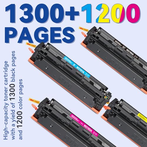 Lemero 219A Toner with Chip, Compatible with HP Color LaserJet Pro MFP 3302FDWG 3302SDWG 3302FDW 3302SDW 3302FDN 3202DW 3302FDNG 3202DN for HP 219 219X W2190A Black Cyan Magenta Yellow (4 Pack)