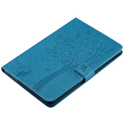 iPad Mini 2 Mini 3 Case, LittleMax(TM) Lightweight PU Leather Flip Stand Embossed Cat & Tree Case Smart Cover with Auto Wake/Sleep for Apple iPad Mini 3/2/1 [One Free Stylus Pen]-#2 Blue - Thumbnail 4