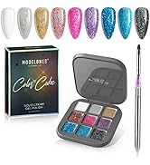 Modelones Glitter Gel Polish Set, 9 Colors Pink Silver Solid Gel Polish Glitter Purple Green Gold...