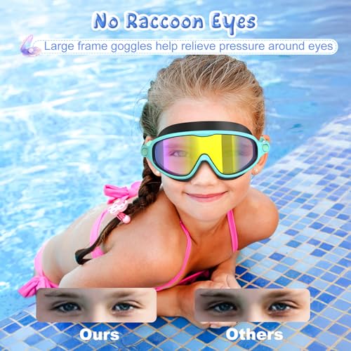 VegoVia Kids Swim Goggles 2 Pack, Anti-Fog UV Protection Wide View Swimming Goggles for kids 3-15 Youth Boys Girls Toddler