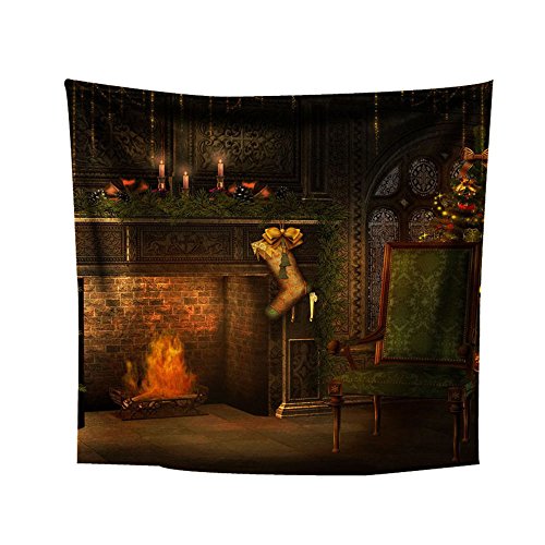 charmsamx Christmas Themes Tapestry Deer Santa White Snow Landsacpe Merry Christmas Wall Hanging Decor Wall Tapestries 59 x 51 Inch Hippie Tapestries for Bedroom Living Room Dorm