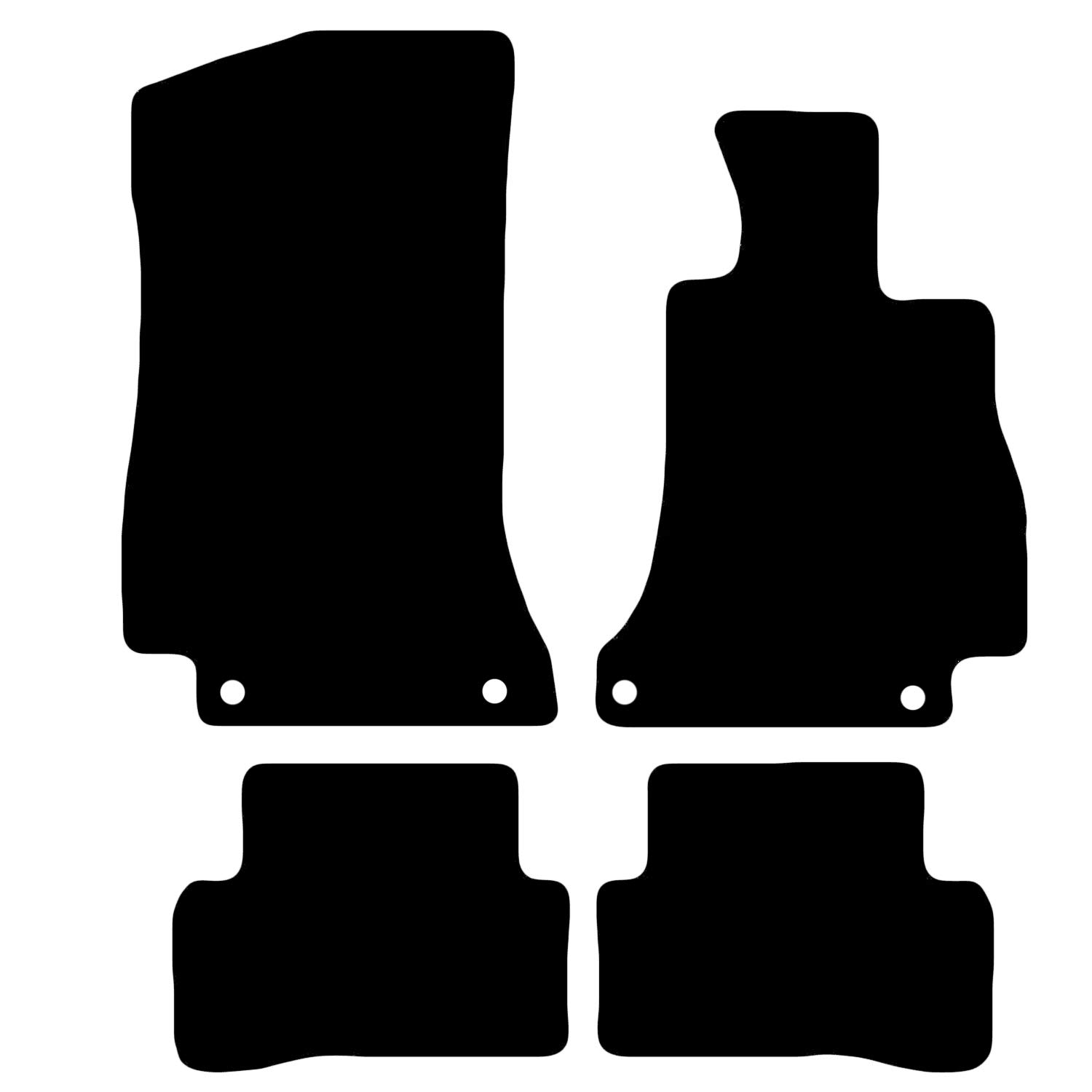 Carsio Carpet Car Mats For Mercedes C Class 2014 onwards 4 Piece Set with 4 Clips Tailored Fit Floor Mat Complete Accessory Black Custom Fitted - All Weather, Anti-Slip Backing & Black Trim