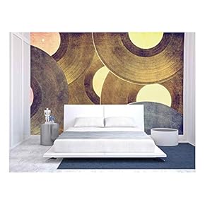 Vinyl Records Music Background - Removable Wall Mural | Self-Adhesive Large Wallpaper - 66x96 inches