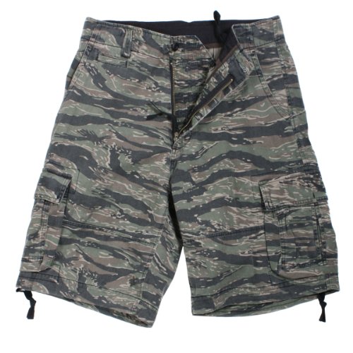 Tiger Stripe Camouflage Vintage Military Tactical Infantry Utility Shorts, Tiger Stripe, 2X-Large