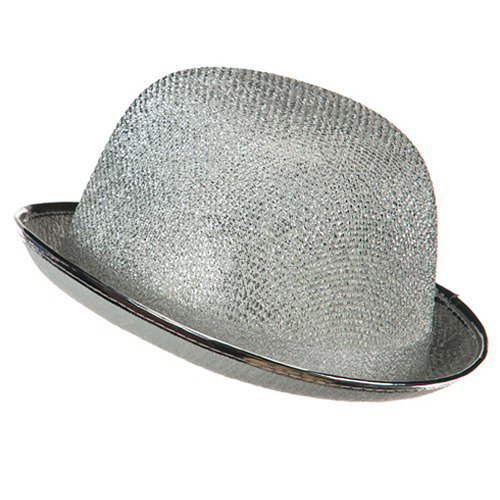 e4Hats.com Glitter Derby Hat - Silver Sparkle Costume