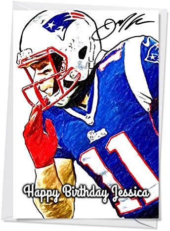 Julian Edelman New England Patriots Nfl V1 Quality Greeting Card For Any Occasion Birthday Mothers Day Etc Full Personalisation Available Amazon Co Uk Office Products