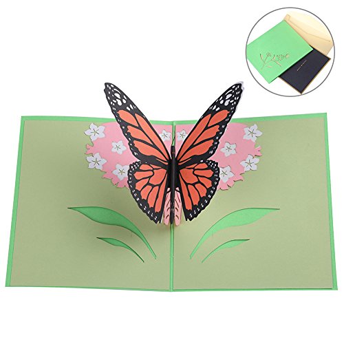 Butterfly Pop Up Card with extra note card & Envelop, Fitosy 3D Card Greeting Card Birthday Card Anniversary Card, Perfect Paper Art & Handicrafts for Sister Mom Wife Kids Boy Girl Friend - Thumbnail 7