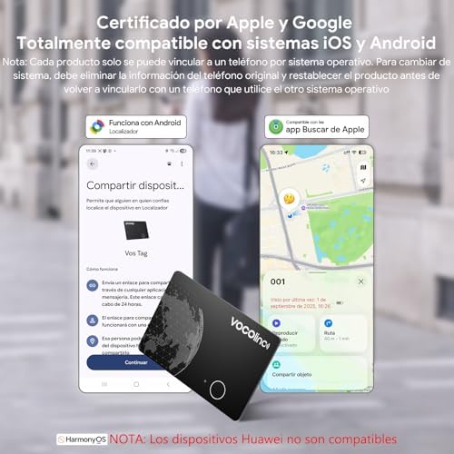 Android Air Tag Card Pack 1, Cartão Recarregável de Carteira Tracker 1,6mm Slim Compatível com Google Locator ou App Apple Search para iOS, Object Finder para Carteira, Malas, Passaporte