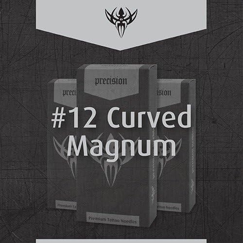 Precision Needles, Tattoo Needles #12 (0.35mm) Magnum Curved Weaved 2mm Long Taper, 9 Point Model 1209M1*C, Box of 50