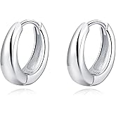 Reffeer 925 Sterling Silver Chunky Hoop Earrings for Women Teens Thick Hoop Earrings Teardrop Hoop Earrings