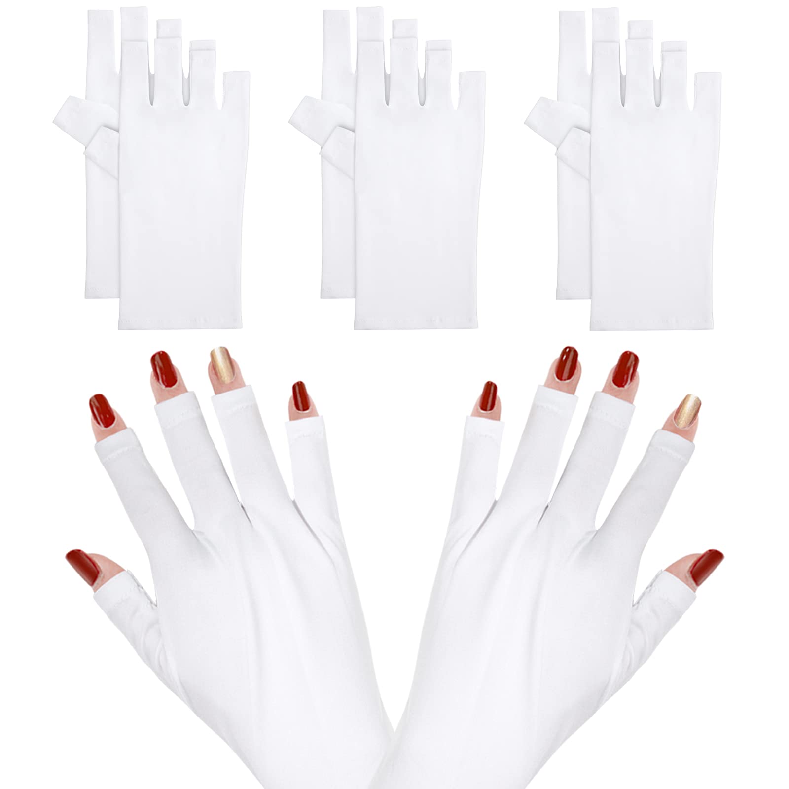 Nail Gloves UV Shield Gloves Fingerless Gloves Nail Art Dryer Tool Prevent Hand Sunburn for Manicure Gel Drying 3 Pairs