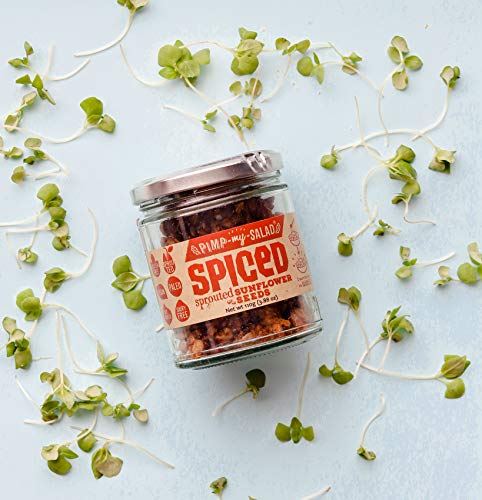 PIMP MY SALAD Vegan Spiced Sprouted Sunflower Seeds | Keto, Gluten Free, Paleo, Dairy-Free | Spicy & Crunchy Meal & Salad Toppers Made with Whole Food Ingredients | Eco Jar | 3.88 oz