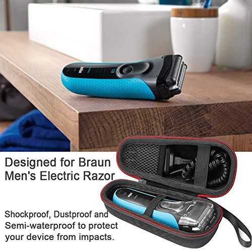 Hard Case Travel Carrying Bag for Braun Series 3 3040s 3010BT 3020 3030s 300s, Braun Series 5 5030s 5147s WF2s 5090cc 5050cc Men's Electric Razor. (Device and Accessories are not Included) - Black