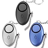 Personal Alarm,3 PACK FansArriche Emergency Alarm Keychain Safe Sound Safety Security Devices Self Defense Protection Alarms for Women/Kids/Girls/Elderly 130 DB with LED light (SILVER+BLUE+BLACK)