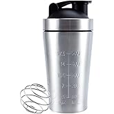 VALESKA 20-Ounce Stainless Steel Protein Shaker Bottle With Wire Whisk - BPA Free, Leak-Proof, Dishwasher Safe, Perfect for Gym Workout