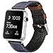 SKYLET Bands Compatible with Apple Watch, 38mm/42mm Canvas Fabric Genuine Leather Straps with Metal Clasp Compatible with Apple Watch Series 4 40mm/44mm Series 2 Series 1 Series 3 Edition (No Tracker)