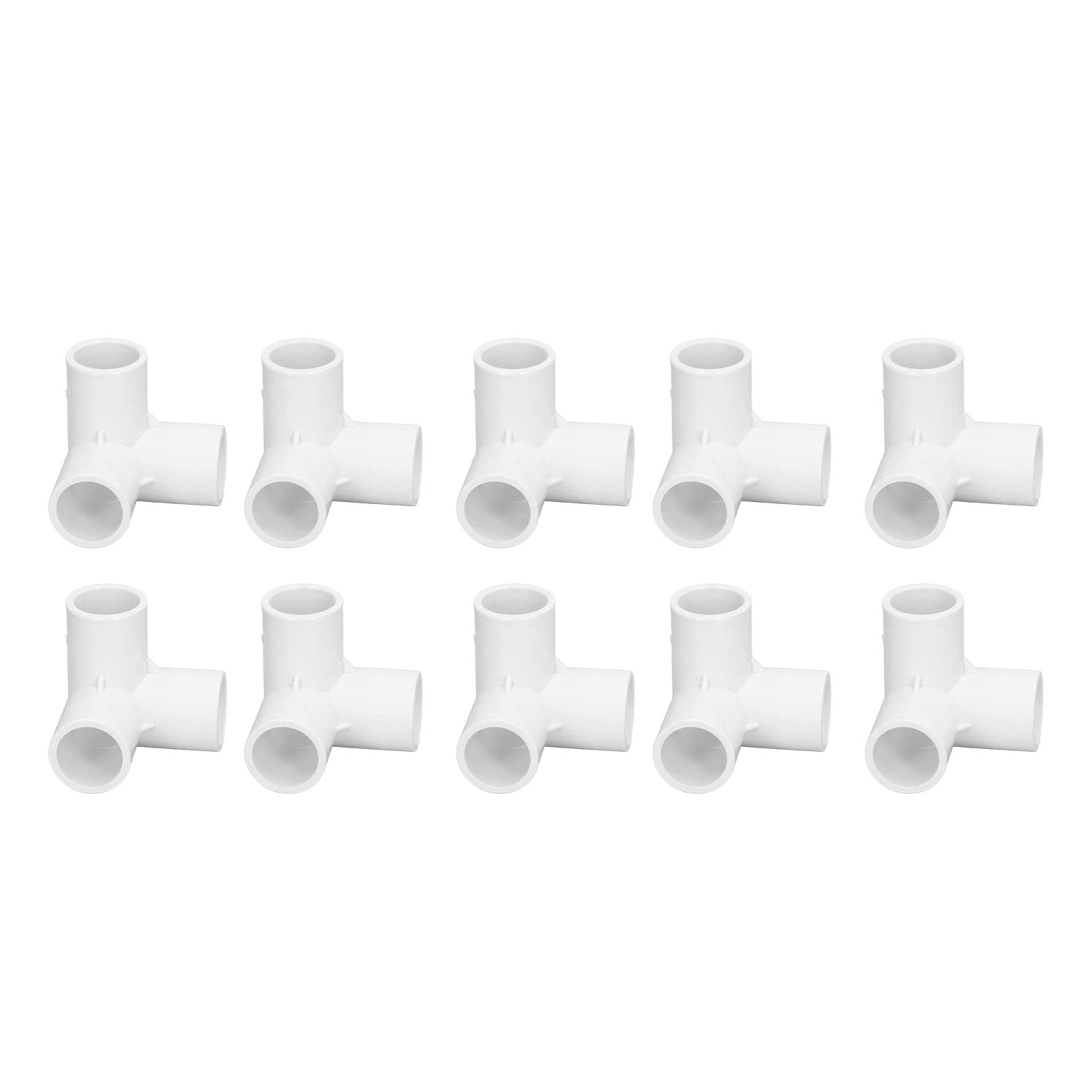 10PCS 20mm PVC Tee Corner Fitting, Right Angle 3 Way Pipe Fittings, High Gloss Finish, 90 Degree Elbow Design, for Building Greenhouse, Tables and Chairs (White)