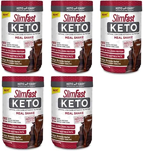 Slimfast Keto Meal Replacement Powder Fudge Brownie Batter Canister, 13.4 oz (Pack of 5)