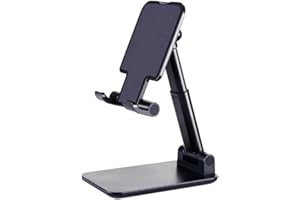 Foldable Adjustable Phone Stand Holder, Portable Universal Desk Mount for Smartphones in 3 Colors (Black)