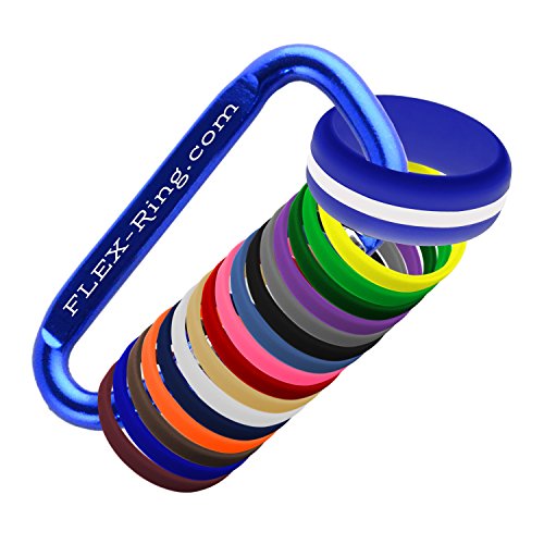 FLEX Ring - Womens Mens Blue Silicone Ring - Changeable Color Bands - Many Colors - Safe, Durable, Everyday Wear Wedding Band - 1 Ring - Sizes 4-16