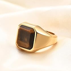 MYNENEY 14K Gold/Silver/Black Plated Square Signet