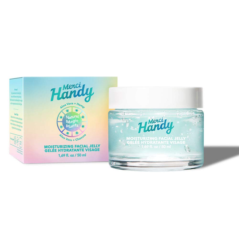 Merci Handy - Face Moisturizer 1.7oz (50ml) - Aloe Vera Gel and Hemp Oil - Natural Clean Skin Care - Vegan and Cruetly Free - Made in France