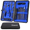 Manicure Set, ESARORA 18 In 1 Stainless Steel Professional Pedicure Kit Nail Scissors Grooming Kit with Black Leather…