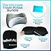 Cooling Gel Memory Foam Neck & Travel Pillow Kit. 3D Memory Foam Sleep Mask & Ear Plugs. Patent Pending Cervical Contour Design is Ideal for Airplane or Car Travel. Portable Microfiber Carrying Bag.