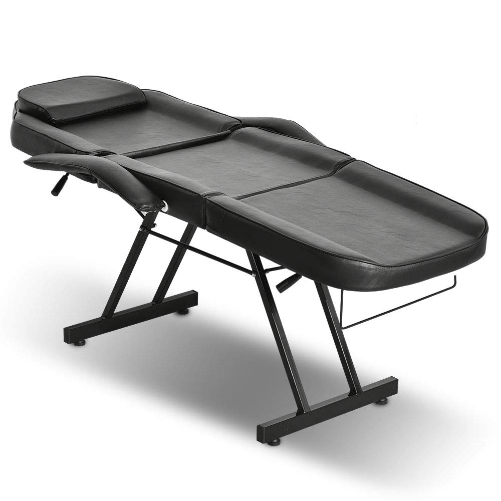 OKAKOPA Spa Tattoo Beds, Facial Massage Table Tattoo Chair Adjustable Salon Beauty Personal Care Equipment Tatsoul Chair with Towel Holder Black: Beauty
