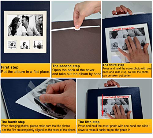 Zoview Art Magnetic Self-Stick Page Photo Album with Leather Cover for Wedding or Family, Hand Made DIY Albums Holds 3X5, 4X6, 5X7, 6X8,8X10 Photos (Blue, Large) - Thumbnail 5