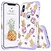 YINLAI iPhone X Case iPhone 10 Case 2 in 1 Slim Hybrid Soft Silicone Rubber Bumper Hard PC Cover Cute Floral Pineapple Shockproof Protective Phone Cases for Girls Women iPhone X 2017 White/Purple