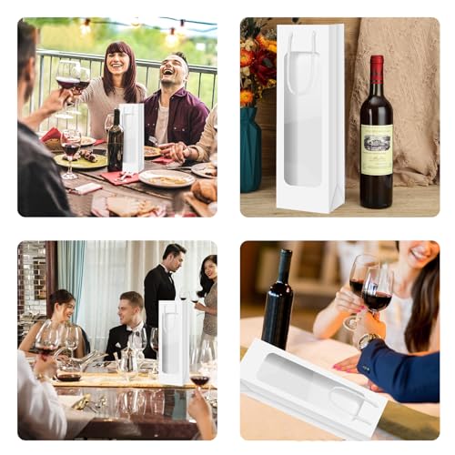 Transparent Wine Bag with Window and Handles - Reusable for Wedding, Party, Christmas - Flower Decoration - Bulk