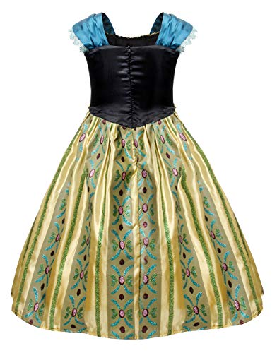 Cotrio Little Girls Anna Coronation Dress Up Princess Dresses Halloween Costume with Accessories Size 6 (5-6Years, Tiara/Crown, Wand/Scepter) - Thumbnail 4