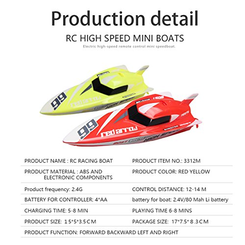 YIFAN Remote Control Boat, Kids Adults Mini High-Speed Series RC Boats for Pool and Lakes Outdoor Use, 5.9"x2"x1.4"(Red)